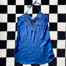 Vintage Blue Halter Slip Dress