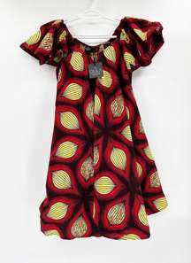 The Oula Company Red Abstract Print Babydoll Mini Dress NO BELT NWT