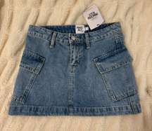 Denim Mini Cargo Skirt New With Tags