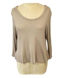 West Of Melrose Gray Open Back Long Sleeve Knit Top