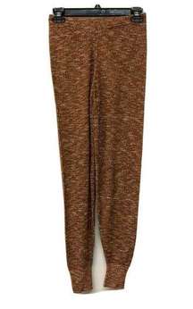 Abound Womens Rust Stripe Marled Knit Joggers Banded Cuffs Pants