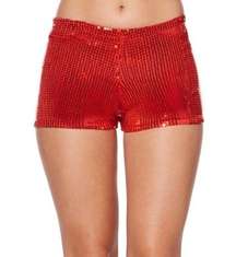 SPIRIT HALLOWEEN sequin shorts costume red anime booty shorts cheeky glitter M