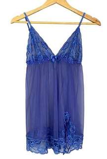 Frederick's of Hollywood Negligee Lace Slit Sophie Babydoll Bow Size Medium Sexy