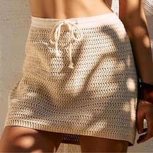 NWT  Beach Brandi Crochet Sweater Mini Skirt Swim Coverup XS