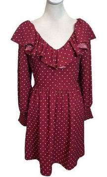 Draper James Mini Shift Dress Preppy Merlot Red Polka Dot Womens Size 6 SAMPLE