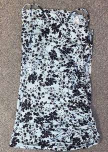 Charlotte Russe Revamped Blue and Black Floral Maxi Ruched Dress