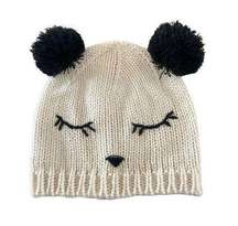 Bongo Panda Winter Hat Pompoms Cute Animal Knit Crochet Kids Bear Snow Ski