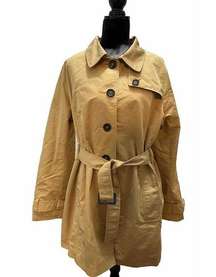 LL Bean Women’s XL Trench Coat Jacket Classic Khaki Belted Waist ITEM 287395