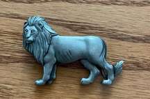 Vintage JJ Silver pewter Majestic Lion Brooch/Pin