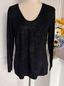 Long-Sleeve Shiny Black Top