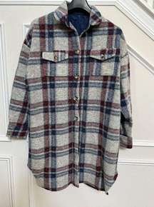 Isabel Marant Etoile New Fontizi Coat Blue Plaid Wool Size 2