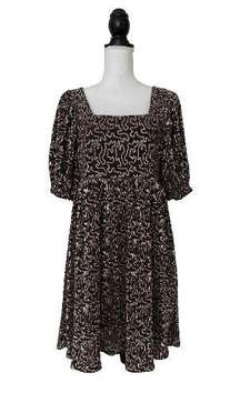 Vtg  Woman’s Brown Sparkly Dress With Elasticated Sleeves, Sz M.