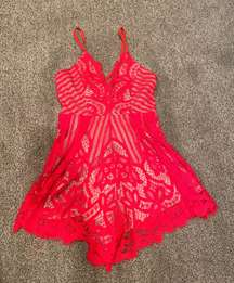 Red Lace Romper