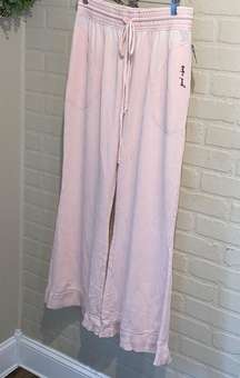 Free People pants lounge wear mooncake blush pink drawstring wide leg pockets L