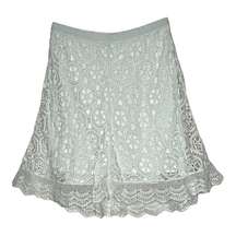John Paul Richard Crochet White Skirt A-line Midi Length Lined Flare L Petite