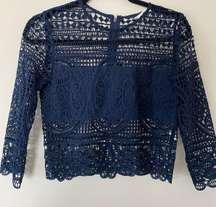 Navy Blue Lace Blouse