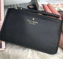 | black  leather wristlet wallet