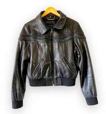 Knoles & Carter London Vintage Bomber Jacket Black Italian Lambskin Leather M/L