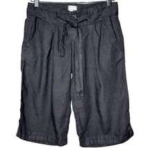 Transit Women’s Size 2 Dark Navy Blue Linen Belted Bermuda Shorts