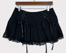 Dolls Kill Widow SONG OF SADNESS PLEATED SKIRT Medium Lace Goth Witchy Black