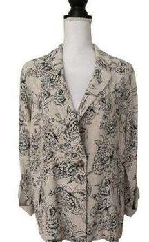 New j. jill Women's Beige Floral Jacket, Sz S.