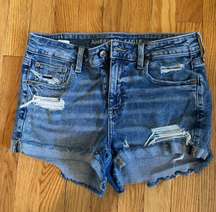 jean shorts.