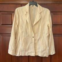 Free People cotton Linen woven pattern blazer small