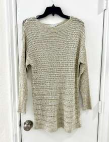 gold Metallic crochet long sleeve tunic- Size Large