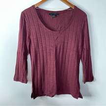 Sanctuary Ribbed Scoop Neck Top in Wine Size Large