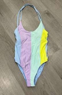 NWOT Pastel Colorblock PILYQ One Piece Swimsuit Size Medium