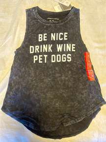 Xsmall  “Be Nice Drink Wine Pet Dogs” Graphic Tank Top 