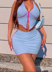 Sleeveless Skirt Set - Light Blue