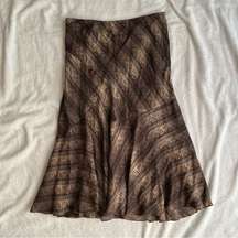 Alfani Vintage Wool Silk Blend Brown Maxi Skirt