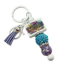 Keychain purse charm Beaded Keychain For Women, Bar Keychain, Silicone bead keyc