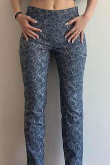 Blue Business Casual Printed Pants Size Small