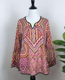Feathers by tolani bohemian floral print blouse