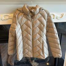 Down Jacket Lightweight Coat Womens Medium Champagne