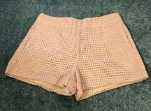 Ark & Co. Eyelet Lace Overlay Dress Shorts S SM Small Light Pink Ivory Cream Zip