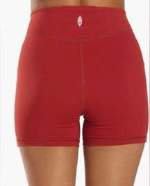 free people movement red wave rider womens twist front high rise bike shorts