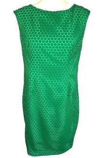 PLENTY by Tracy Reese Emerald Green Sheath Dress Size 12 Laser Cut Knee Length