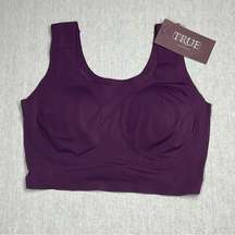 True & Co Body Lift Scoop Neck Purple Bra in Small