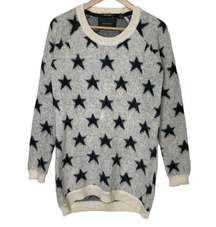 Maison Scotch Cream Black Mohair Star Sweater Longer Length Pullover sz 2 Medium