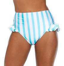 NWT Bikini swim bottoms light blue white stripes size X-Large 15/17 ruffles Nobo