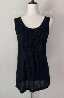 Isabella Rodriguez Black Ruffle Front & Back Women’s Top