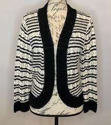 Talbots hand knit crochet open cardigan sweater L vintage 90’s