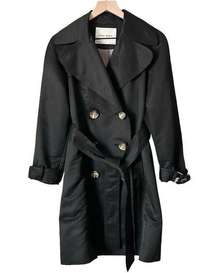 Zara Basic Double Breasted Belted Trench Coat Black Size Medium