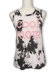 NWT Black White Cool Mom Tie Dye Ink Spot Muscle Tee Tank Top New