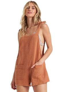 Billabong Girl On The Run Overall  Romper- Bronze Large