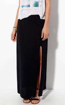 black high rise cotton slit maxi skirt