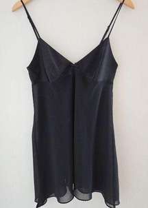Nightgown Womens S Black Sheer Chemise Slip Satin Top Gown PJ